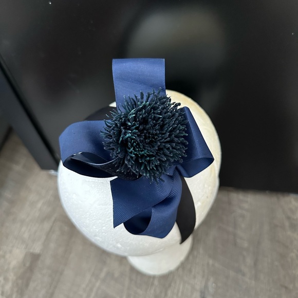Handmade Designer Fascinator Headband With Blue Velvet Bow and Flower main image 5